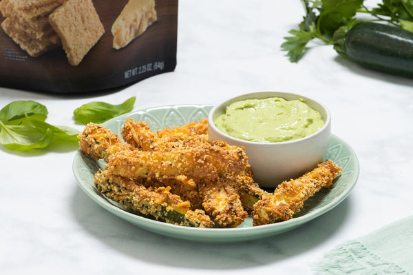 Baked Parmesan Zucchini Fries with Green Goddess Dip